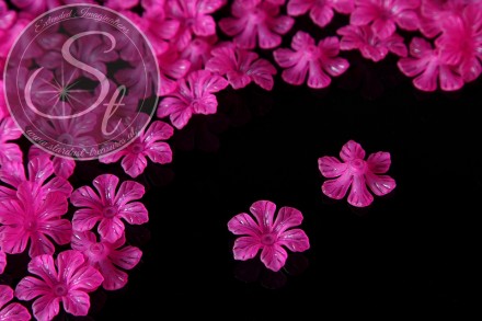 10 Stk. pinke Acryl-Blüten frosted 26mm-31