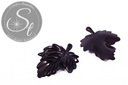 2 Stk. schwarze Acryl-Blätter Pendants 48mm-31