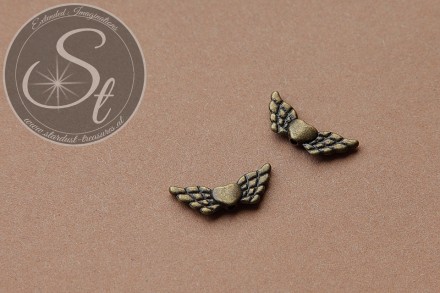 5 Stk. bronzefarbene Flügel-Perlen aus Metall 22mm-31