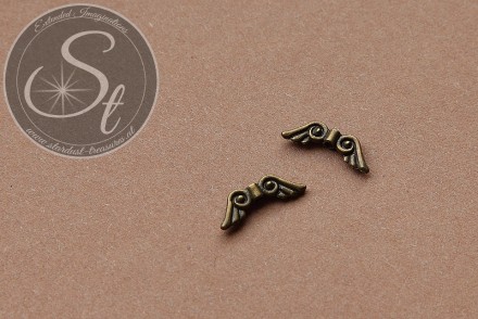 6 Stk. bronzefarbene Flügel-Perlen aus Metall 16mm-31