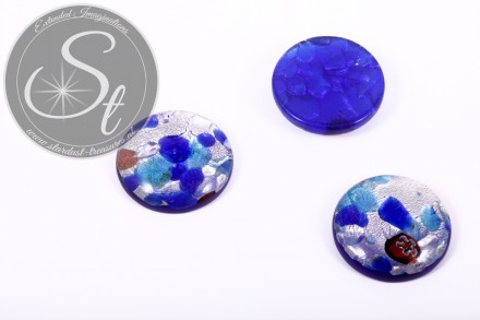 1 Stk. flaches rundes Lampwork Pendant 25mm-31