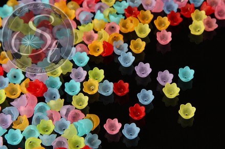 20 Stk. Acryl-Blüten Mix "bunte Vielfalt" frosted 10mm-31