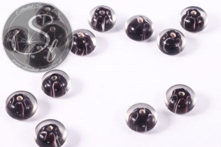 4 Stk. schwarze Rondell Lampwork Perlen ~12mm-31