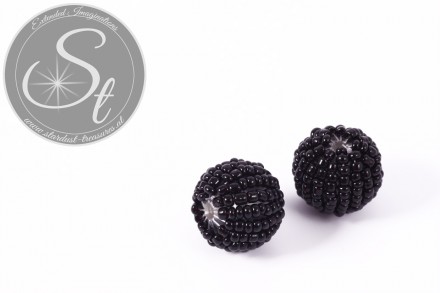 2 Stk. mit schwarzen Glas Seed Beads handumwobene Perlen 18mm-31