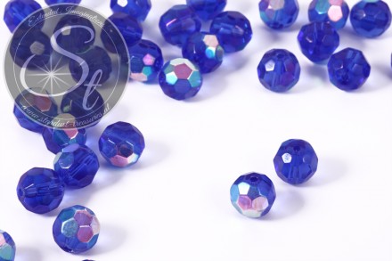 10 Stk. blaue runde facettierte Electroplate Glasperlen 10mm-31
