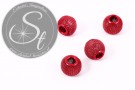 4 Stk. rote Metallgitter Perlen ca. 13mm-20
