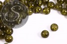 10 Stk. olivgrüne Crackle Glas Perlen 12mm-20