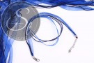 5 Stk. blaue Organza/Wachsband Halsketten 43cm-20