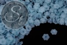 20 Stk. hellblaue Acryl-Blüten frosted 12mm-20