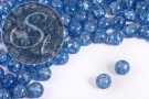 10 Stk. blaue Crackle Glas Perlen 12mm-20