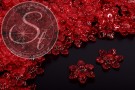 10 Stk. rote Acryl-Blüten transparent 27,5mm-20