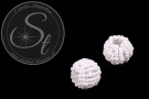 2 Stk. mit weißen Glas Seed Beads handumwobene Perlen 18mm-20