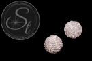 2 Stk. mit silberfarbenen Glas Seed Beads handumwobene Perlen 18mm-20