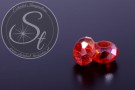 2 Stk. rote facettierte European Glas Perlen ~14-15mm-20
