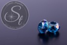 2 Stk. blaugrüne facettierte European Glas Perlen ~14-15mm-20