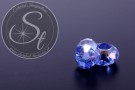 2 Stk. blaue facettierte European Glas Perlen ~14-15mm-20