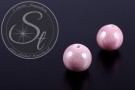 2 Stk. rosa runde Porzellan Perlen ~14-16mm-20