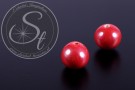 2 Stk. rote runde Porzellan Perlen ~14-16mm-20