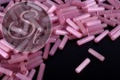 10 Stk. rosa zylindrische Cateye Perlen 15mm-20