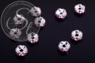 10 Stk. silberfarbene Spacer Perlen mit rosa Strasssteinen 6mm-20