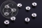 10 Stk. silberfarbene Spacer Perlen mit schwarzen Strasssteinen 6mm-20