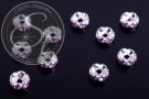 10 Stk. silberfarbene Spacer Perlen mit lila Strasssteinen 6mm-20