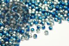 20 Stk. silber/blaue Spray-Painted Drawbench Glas Perlen 4mm-20