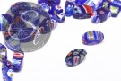 4 Stk. dunkelblaue/multicolor Millefiori Glas Perlen ~16mm-20