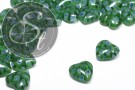 4 Stk. herzförmige grüne Millefiori Glas Perlen ~15mm-20