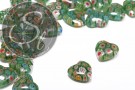 4 Stk. herzförmige multicolor Millefiori Glas Perlen ~15mm-20