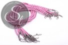 1 Stk. rosa geflochtenes Lederimitat-Collier ~44cm-20