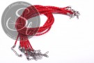 1 Stk. rotes geflochtenes Lederimitat-Collier ~44cm-20