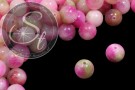 5 Stk. pink/rosa/grüne Weiß-Jade Perlen 12mm-20