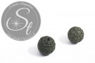 2 Stk. mit dunkel-olivgrünem Garn handumhäkelte Acrylperlen ~16mm-20