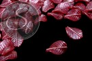 2 Stk. rote irisierende Blatt-Lampwork Perlen 31mm-20