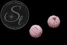 2 Stk. mit helllachsfarbenen Glas Seed Beads handumwobene Perlen 18mm-20