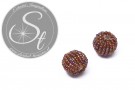2 Stk. mit braunen Glas Seed Beads handumwobene Perlen 18mm-20