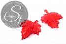 2 Stk. rote Acryl-Blätter Pendants transparent 48mm-20