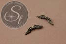 3 Stk. bronzefarbene Flügel-Perlen aus Metall 30mm-20