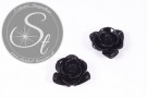 4 Stk. schwarze Blumen Cabochons 22mm-20
