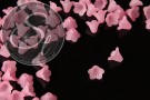 20 Stk. rosa Acryl-Blüten frosted 15mm-20