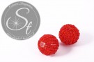 2 Stk. mit roten Glas Seed Beads handumwobene Perlen 18mm-20