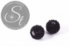 2 Stk. mit schwarzen Glas Seed Beads handumwobene Perlen 18mm-20