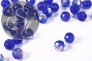 10 Stk. blaue runde facettierte Electroplate Glasperlen 10mm-20