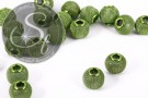 4 Stk. grüne Metallgitter Perlen ca. 15mm-20