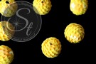 2 Stk. mit gelben irisierenden Pailletten handumwobene Perlen ~22mm-20