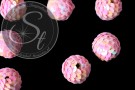 2 Stk. mit rosafarbenen irisierenden Pailletten handumwobene Perlen ~22mm-20
