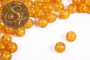 10 Stk. orange Crackle Glas Perlen 12mm-20