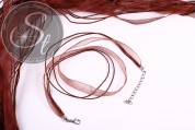 5 Stk. braune Organza/Wachsband Halsketten 43cm-20