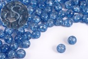 10 Stk. blaue Crackle Glas Perlen 12mm-20